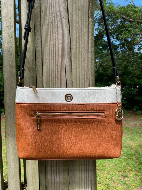Anne Klein Handbags - Anne Klein White and Orange Crossbody with Gold Accents